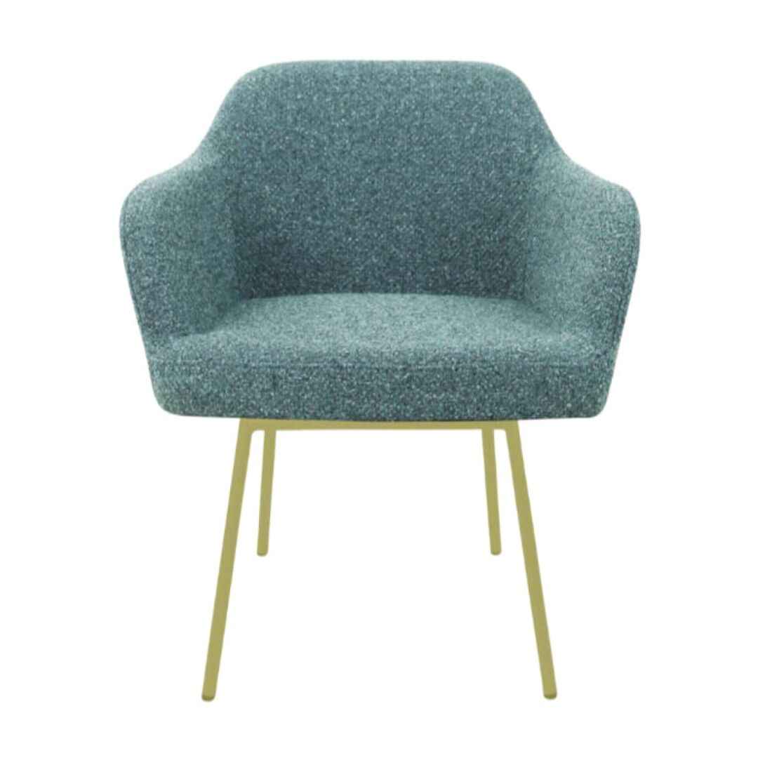 Workliving LoLa Eetkamerstoel: Blauwe fauteuil met gouden poten voor een nieuwe sfeer.