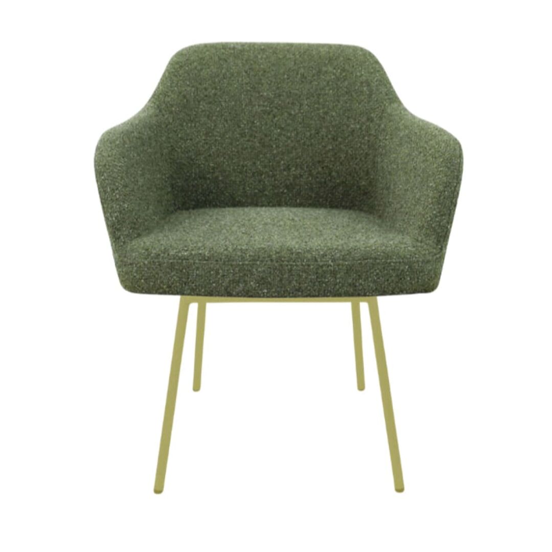 Workliving LoLa Eetkamerstoel: groene stoel met gouden poten voor een nieuwe sfeer.