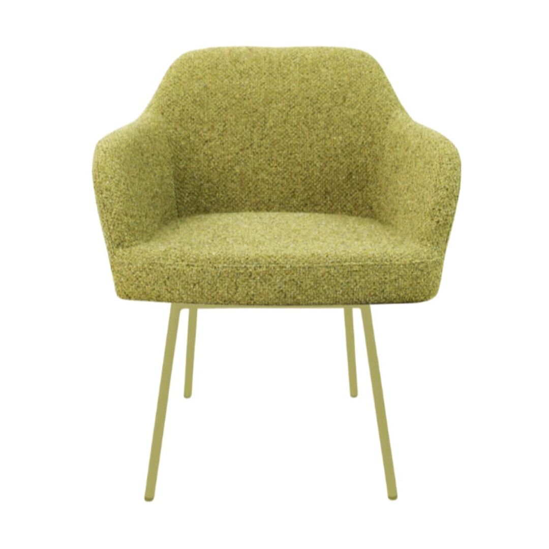 Workliving LoLa Eetkamerstoel: Groene gestoffeerde stoel met metalen poten voor een nieuwe sfeer.