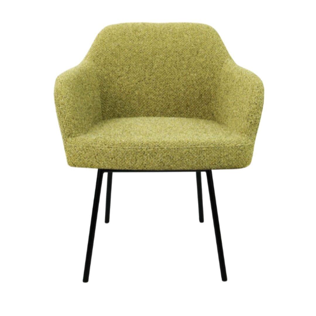 Workliving LoLa Eetkamerstoel: Groene fauteuil met zwarte poten voor een nieuwe sfeer