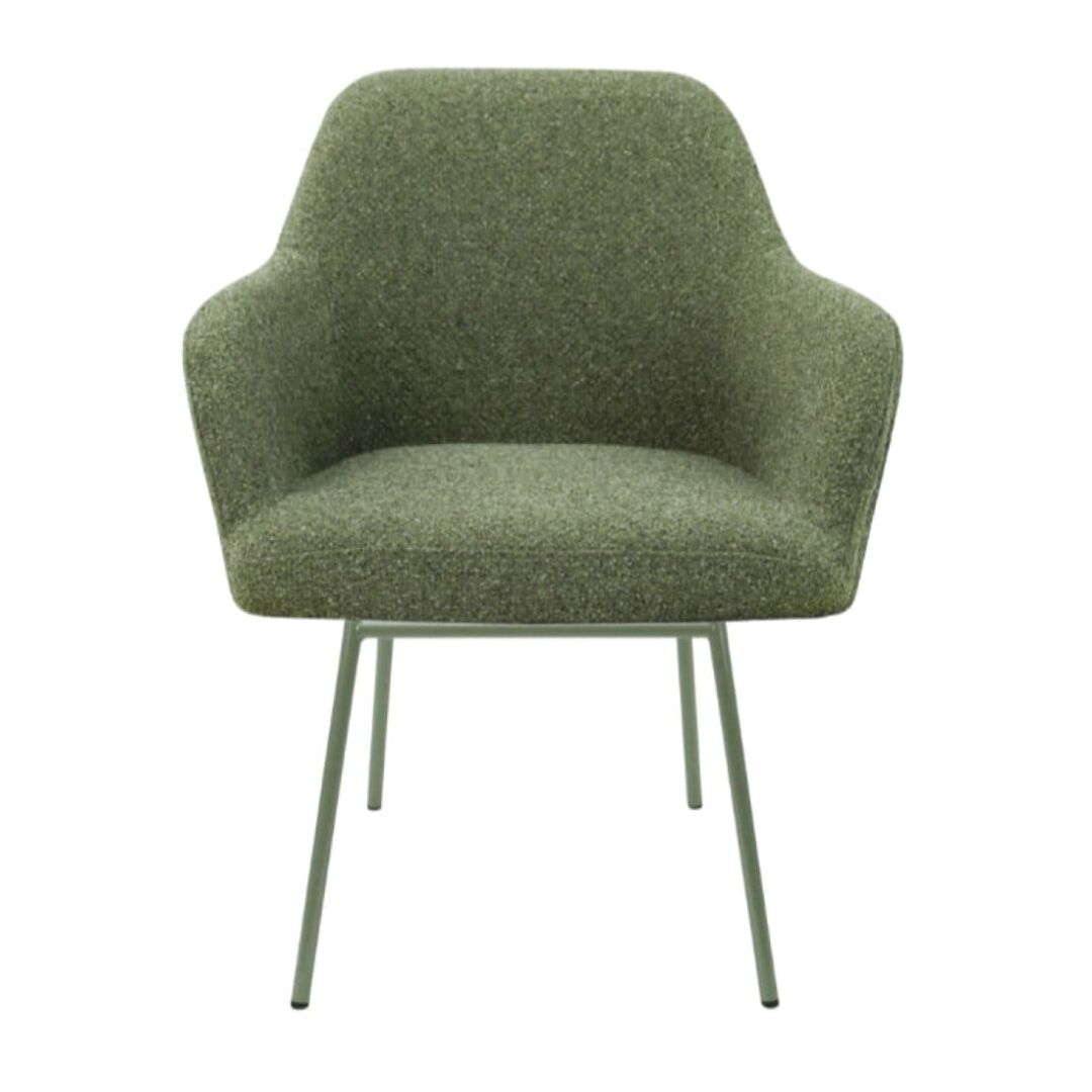 Workliving LoLa Eetkamerstoel Mix & Match: Groene fauteuil met metalen poten.