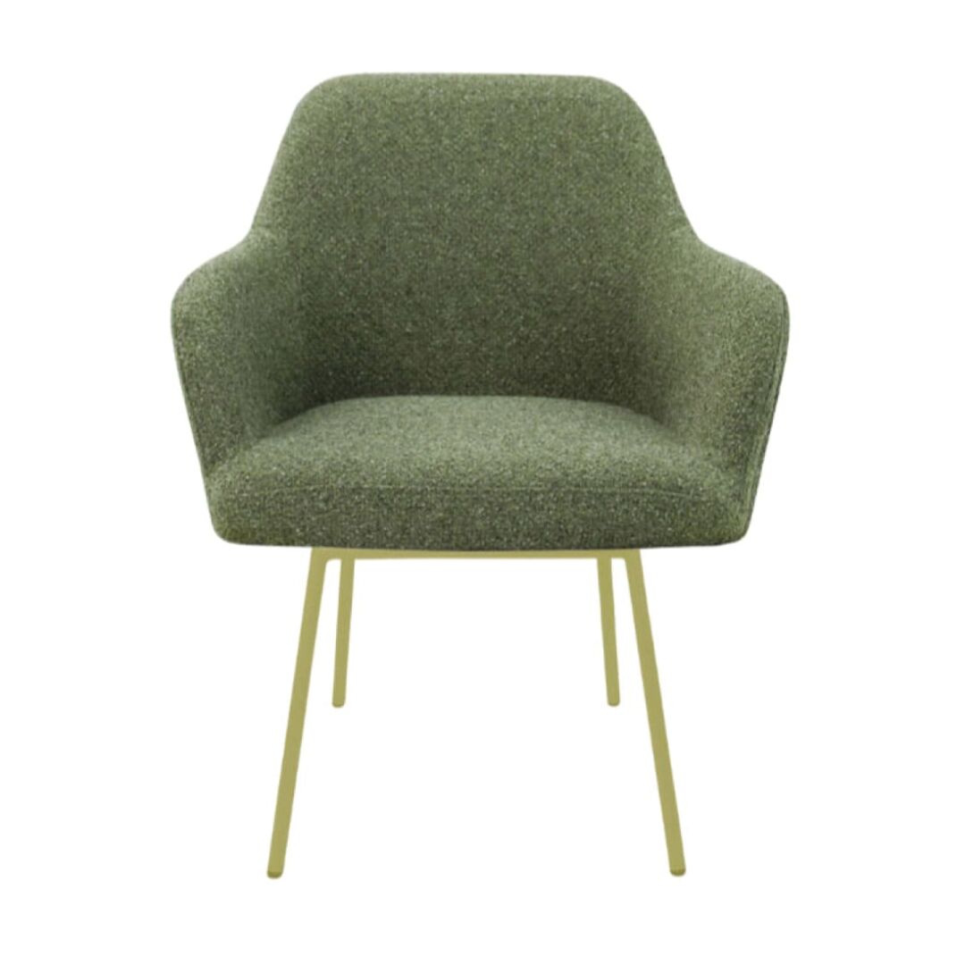 Workliving LoLa Eetkamerstoel: Groene gestoffeerde stoel met gouden poten voor een nieuwe sfeer