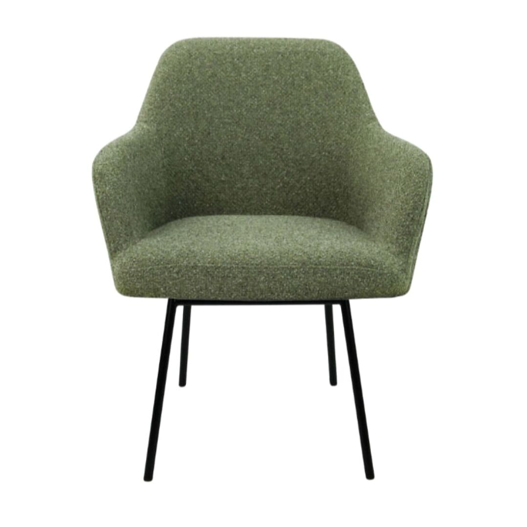 Workliving LoLa Eetkamerstoel: Groene fauteuil met zwarte poten voor een nieuwe sfeer.