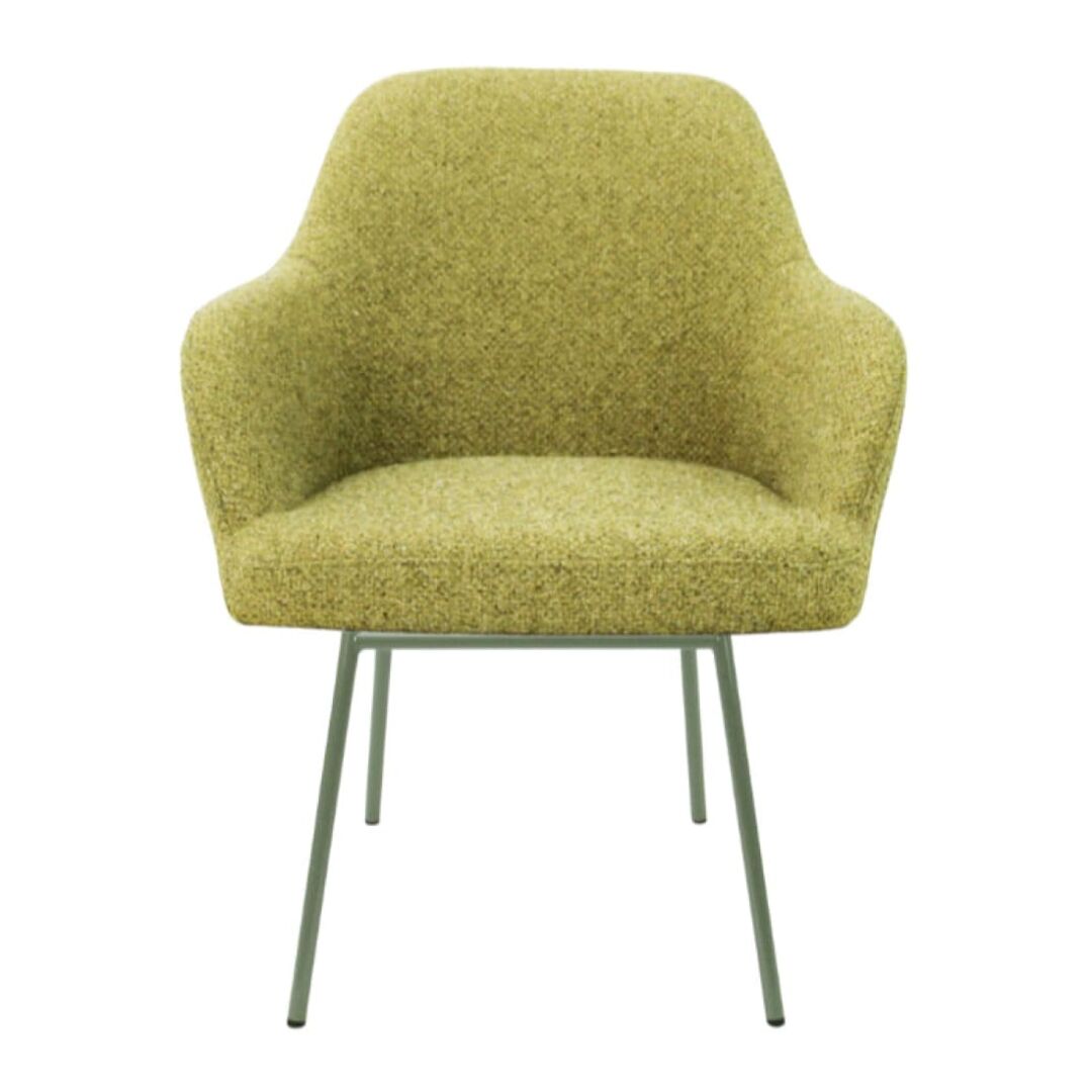 Workliving LoLa Eetkamerstoel: Groene gestoffeerde stoel met metalen poten voor een nieuwe sfeer.