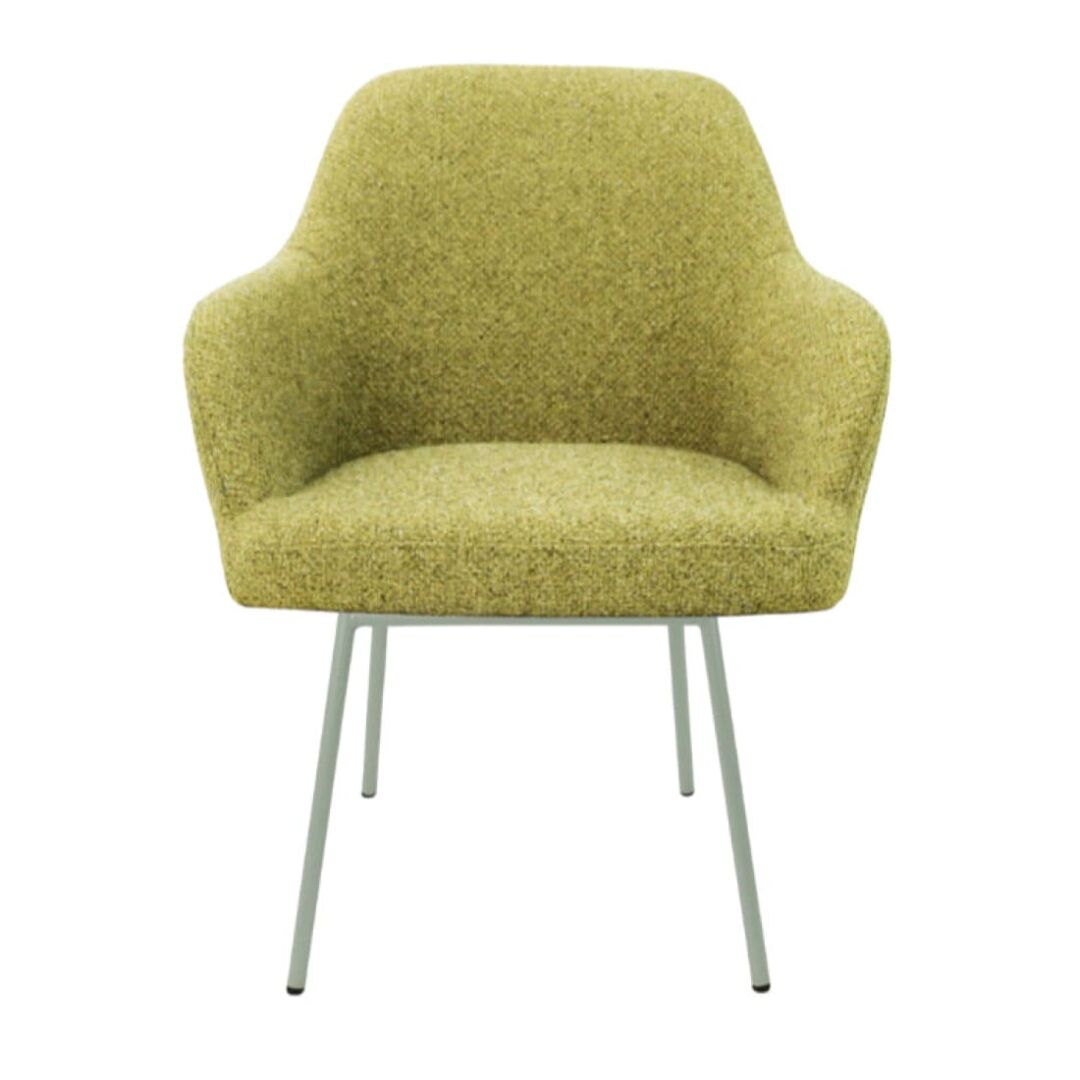 Workliving LoLa Eetkamerstoel: Groene, gestoffeerde eetkamerstoel met metalen poten voor een nieuwe sfeer.
