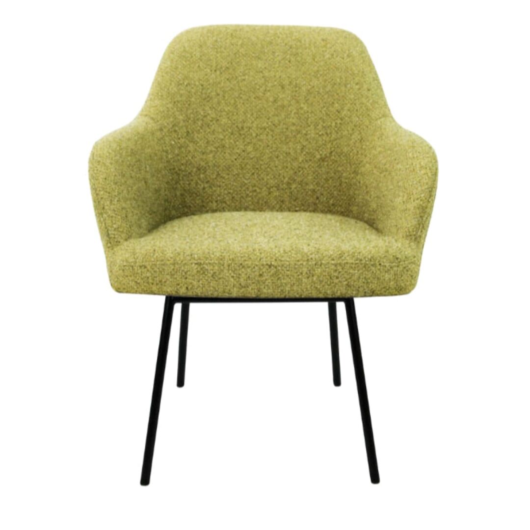 Workliving LoLa Eetkamerstoel: groene stoffen eetkamerstoel met zwarte poten.