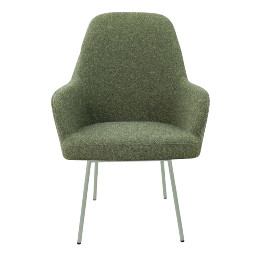 Workliving LoLa Eetkamerstoel: Groene gestoffeerde stoel met metalen poten voor een nieuwe sfeer.