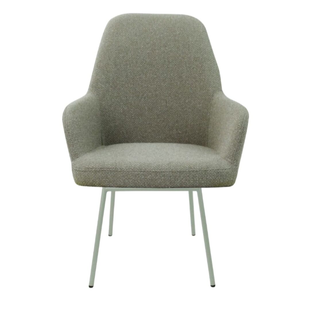 Workliving LoLa Eetkamerstoel: gestoffeerde stoel met armleuningen en metalen poten voor een nieuwe sfeer.