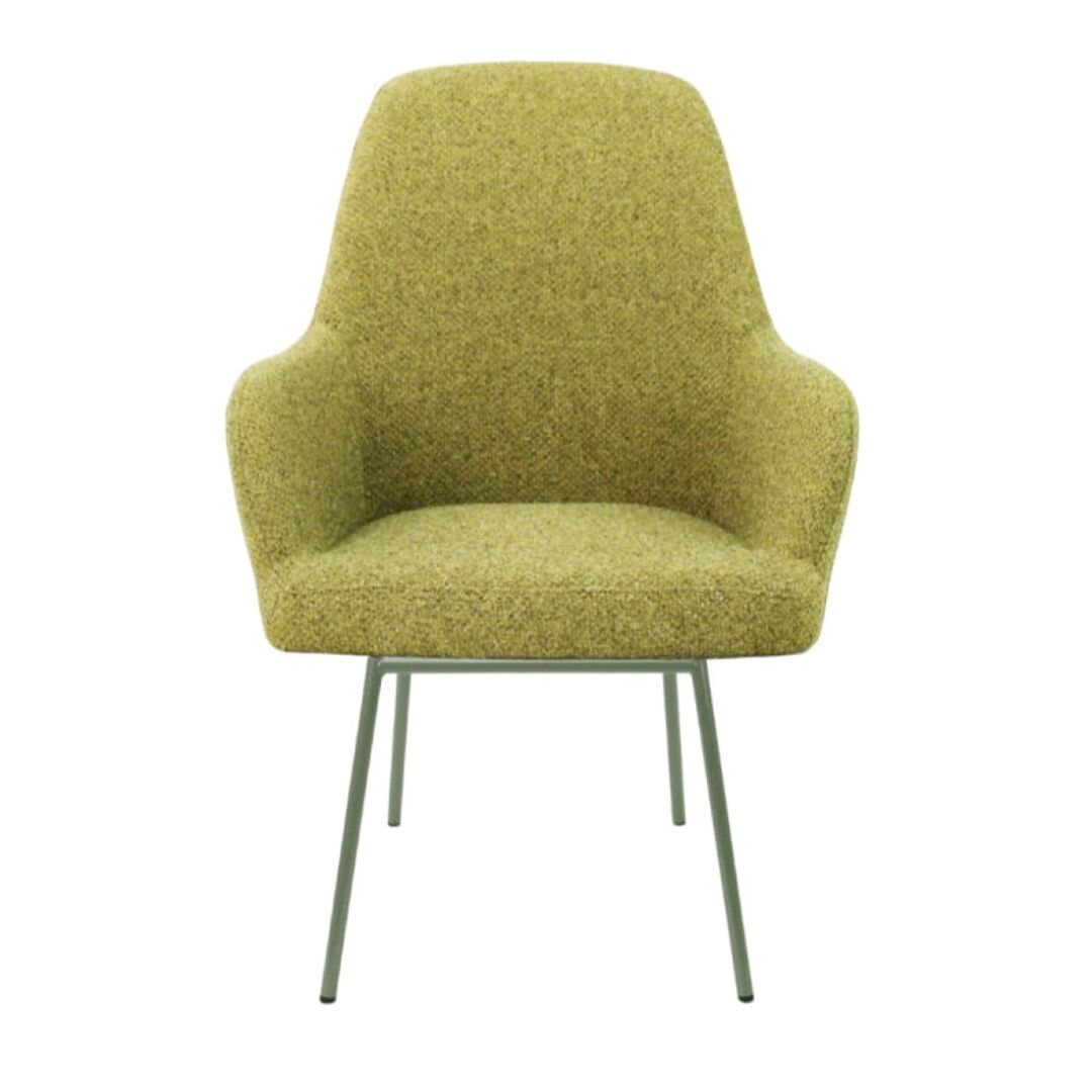 Workliving LoLa Eetkamerstoel Mix & Match: Groene gestoffeerde stoel met metalen poten