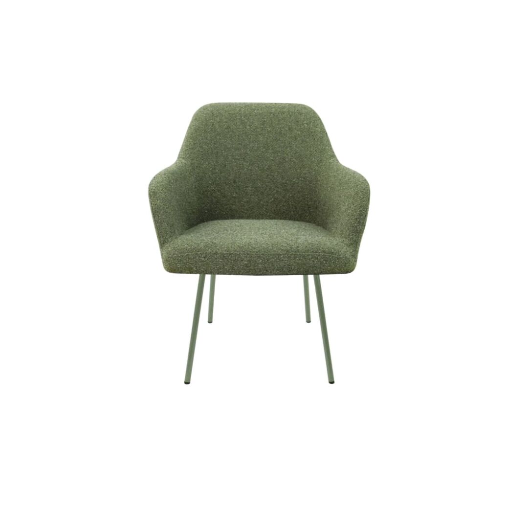 Workliving LoLa Eetkamerstoel: groene, gestoffeerde stoel met metalen poten voor een nieuwe sfeer