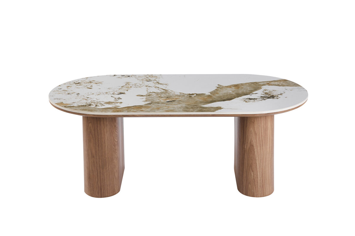 Salontafel Marbella Ovaal 120 cm marmerlook wit Hotel chique – foto 3