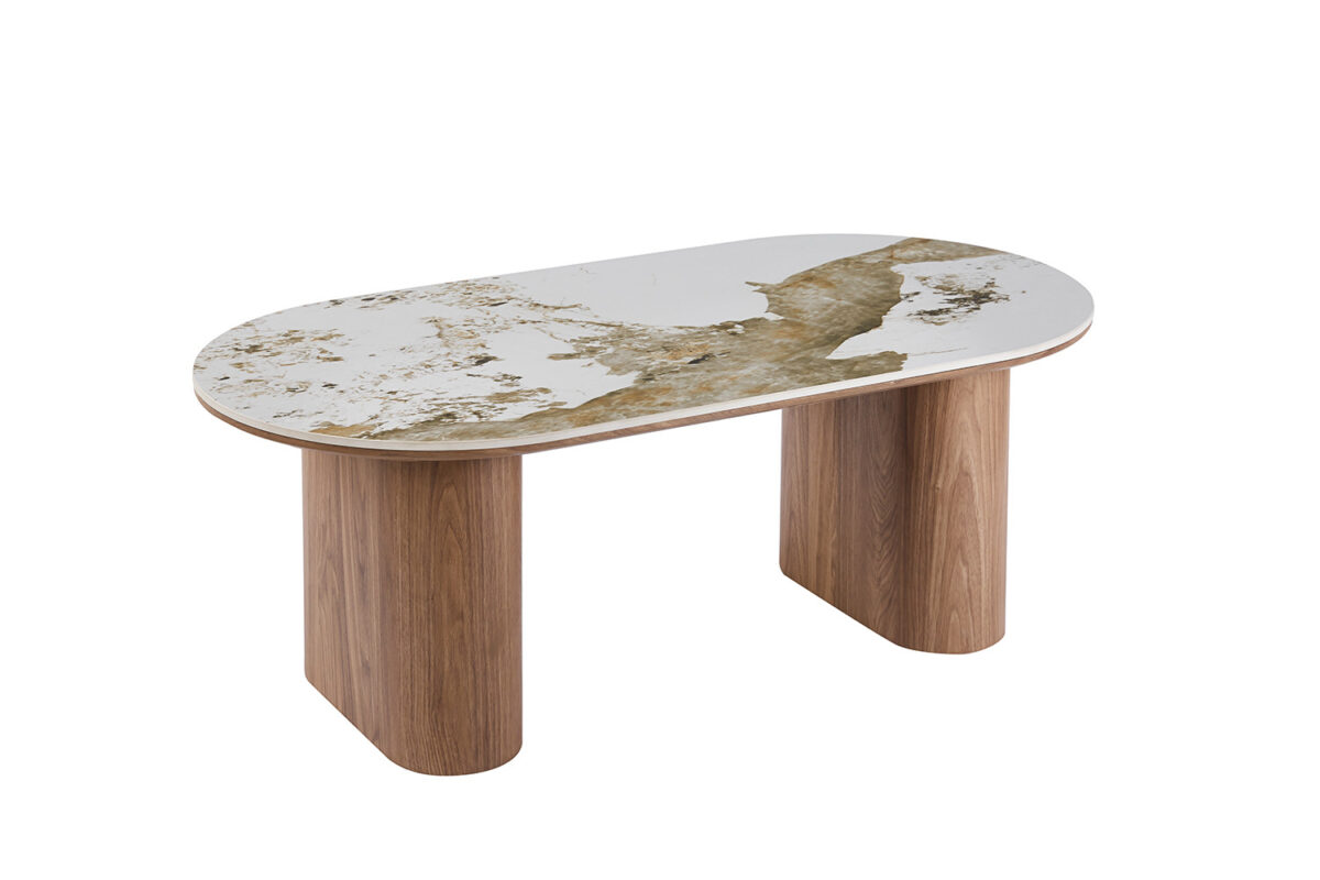Salontafel Marbella Ovaal 120 cm marmerlook wit Hotel chique – foto 4