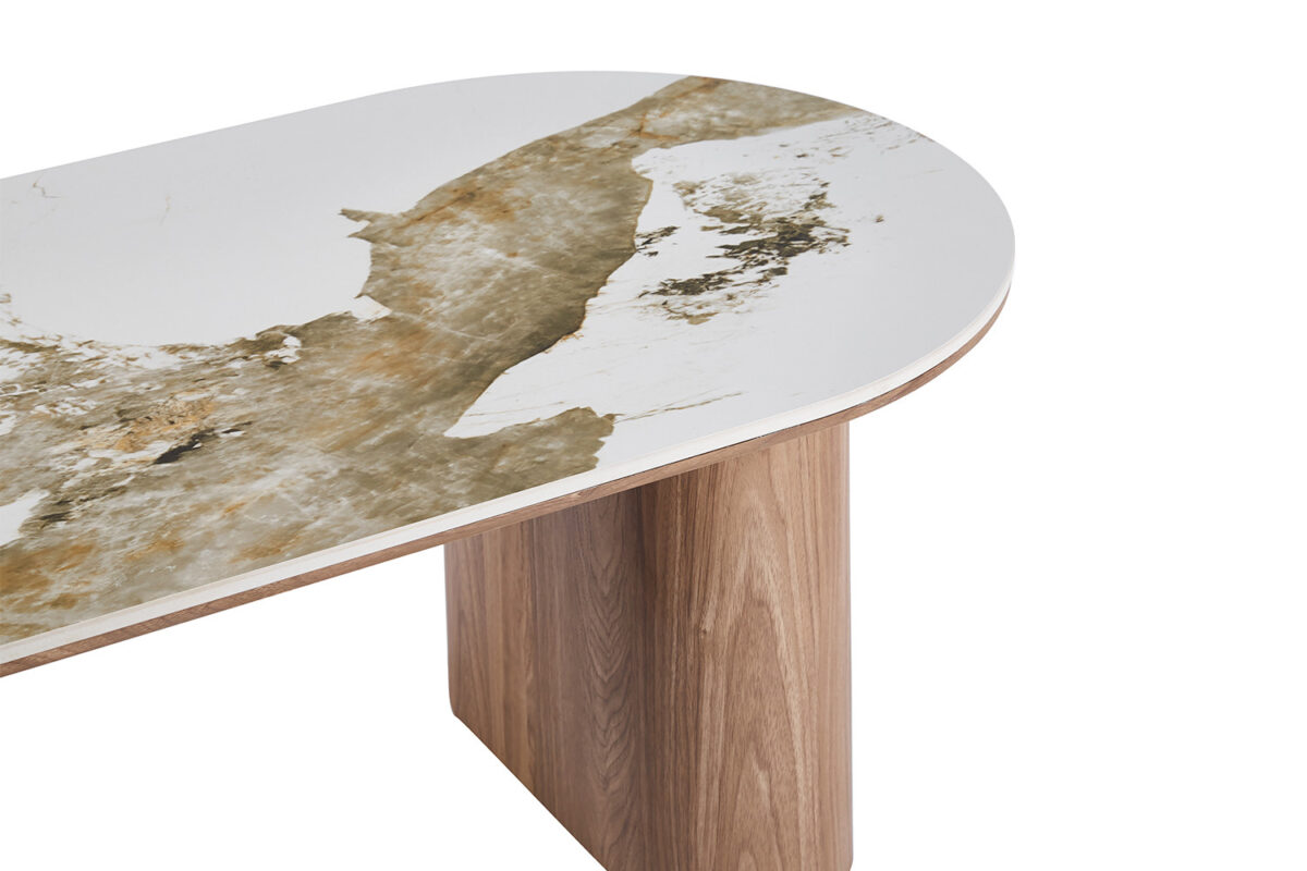 Salontafel Marbella Ovaal 120 cm marmerlook wit Hotel chique – foto 5