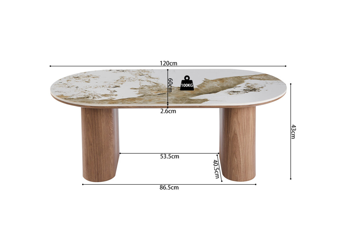 Salontafel Marbella Ovaal 120 cm marmerlook wit Hotel chique – foto 7
