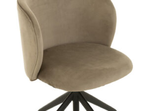 Draaibare Stoel Verstelbaar Fluweel Donkergrijs van Nieuwe Sfeer: Beige velvet draaistoel met zwart onderstel.