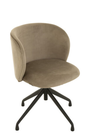 Draaibare Stoel Verstelbaar Fluweel Donkergrijs van Nieuwe Sfeer: Beige velvet draaistoel met zwart onderstel.