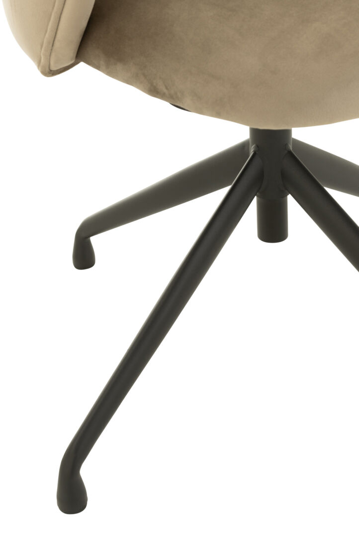 Draaibare stoelvoet van Nieuwe Sfeer: zwart metalen onderstel met beige fluwelen zitting.