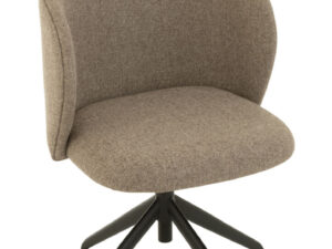 Draaibare Stoel Verstelbaar Linnen Bruin Beige van Nieuwe Sfeer: bruine draaistoel met linnen bekleding en zwart onderstel.