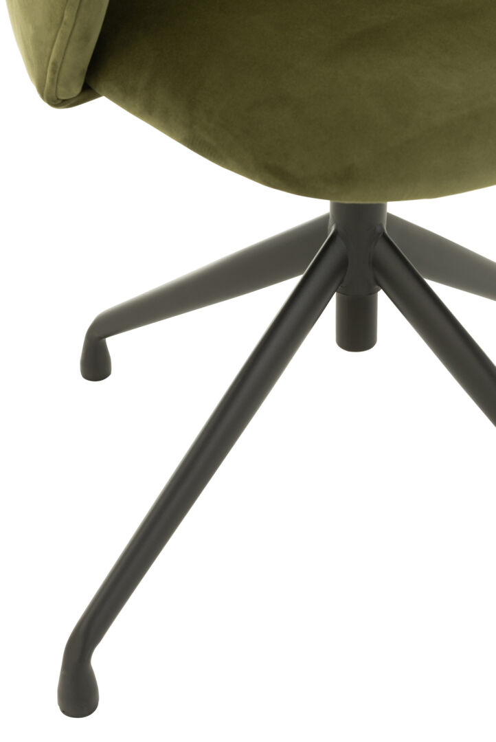 Draaibare Stoel Verstelbaar Fluweel Donkergroen van Nieuwe Sfeer met zwart metalen poten.
