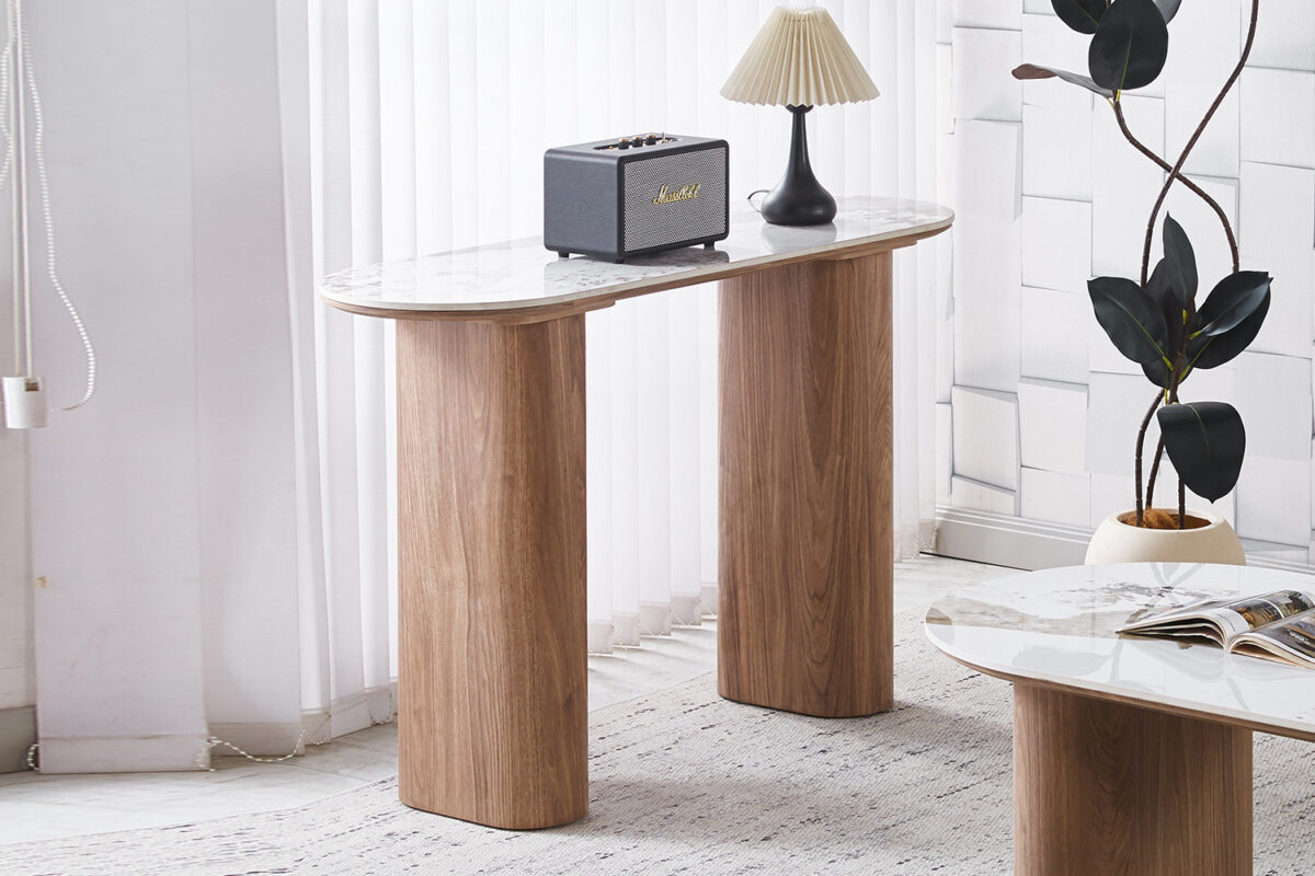 Sidetable Marbella 120 cm marmerlook wit Hotel chique