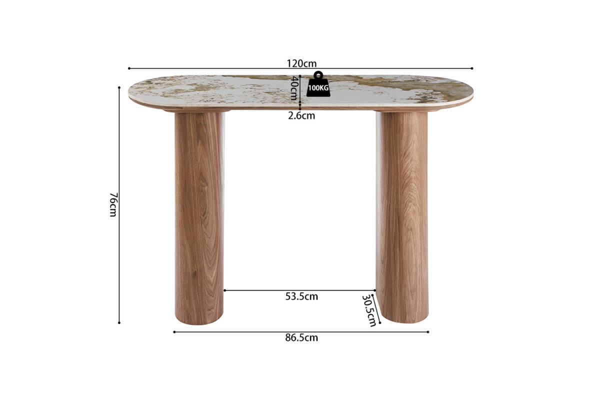 Sidetable Marbella 120 cm marmerlook wit Hotel chique – foto 7