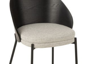 Stoel Lone Multiplex Metaal Zwart Grijs: Zwarte design stoel met grijze stoffen zitting en metalen poten.