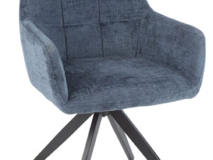 Stoel Louna Metaal Acryl Blauw van Nieuwe Sfeer: blauwe draaifauteuil met metalen onderstel.