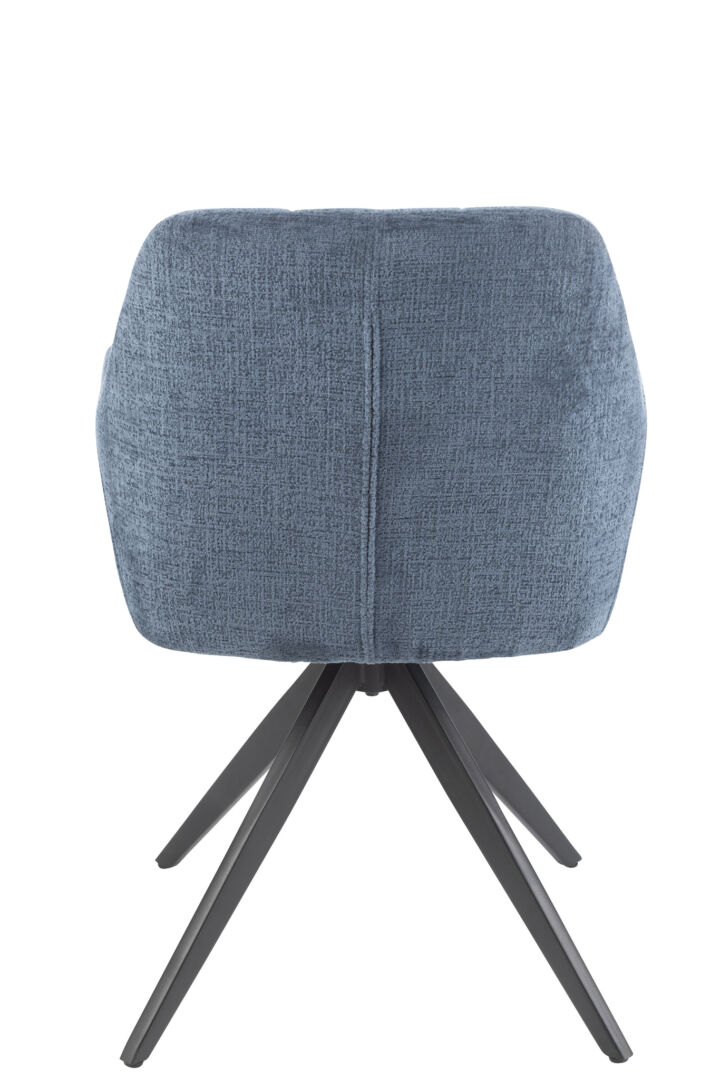 Stoel Louna Metaal Acryl Blauw: blauwe stoel met zwart metalen poten.