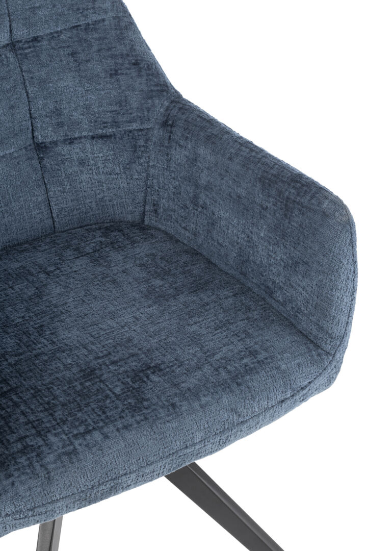 Stoel Louna Metaal Acryl Blauw van Nieuwe Sfeer: blauwe stoel met metalen frame.