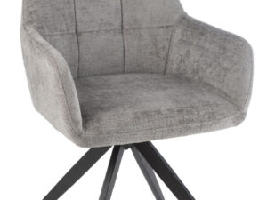 Stoel Louna Metaal Acryl Grijs: Grijze draaifauteuil met zwart metalen poten van Nieuwe Sfeer.