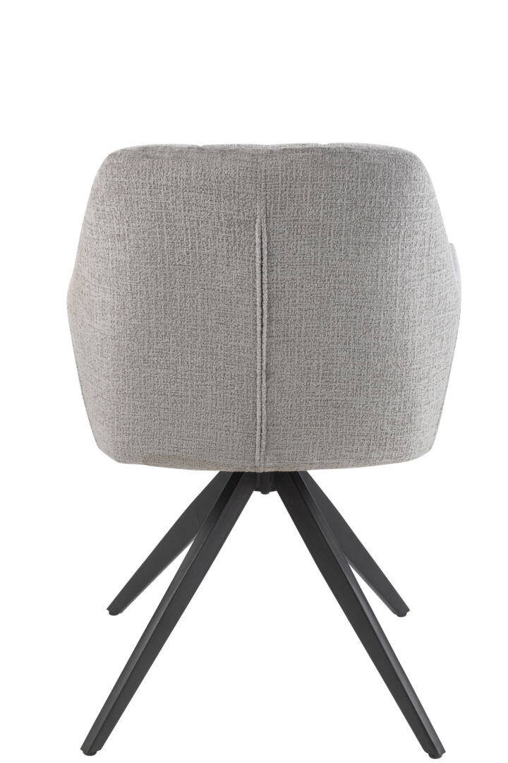 Stoel Louna Metaal Acryl Grijs: grijze draaistoel met metalen onderstel.