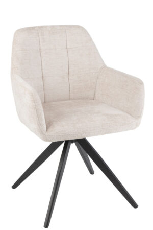 Stoel Louna Metaal Acryl Ivoor: Beige stoel met zwarte metalen poten van Nieuwe Sfeer.