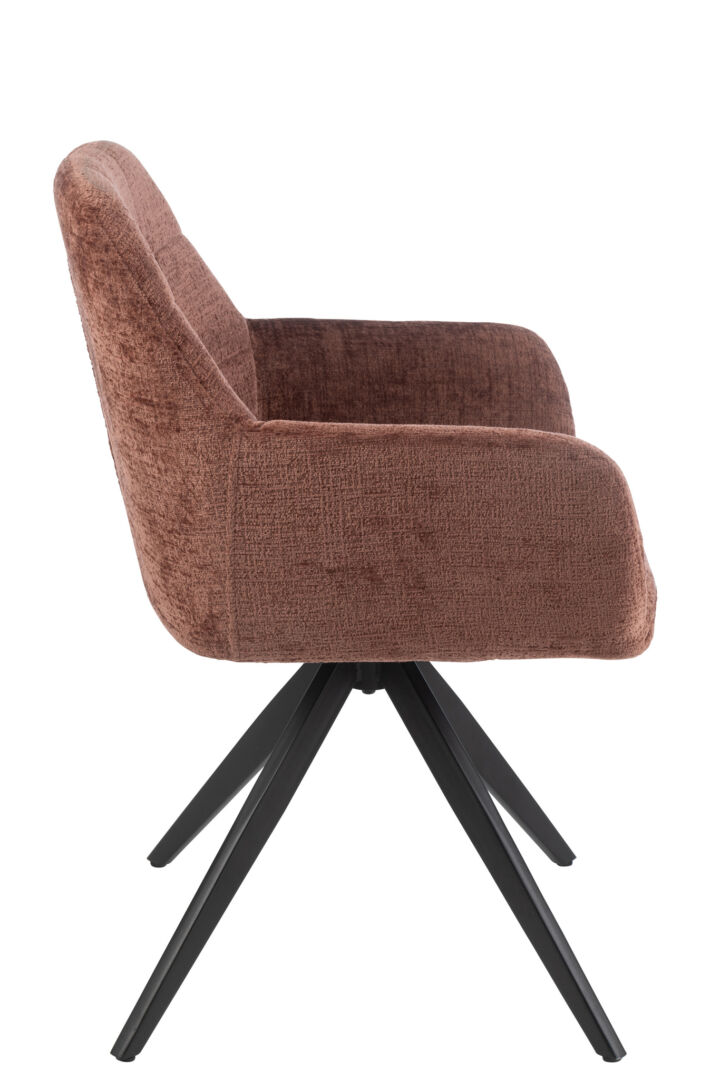 Stoel Louna Metaal Acryl Bruin: Bruine fauteuil met metalen poten van Nieuwe Sfeer.