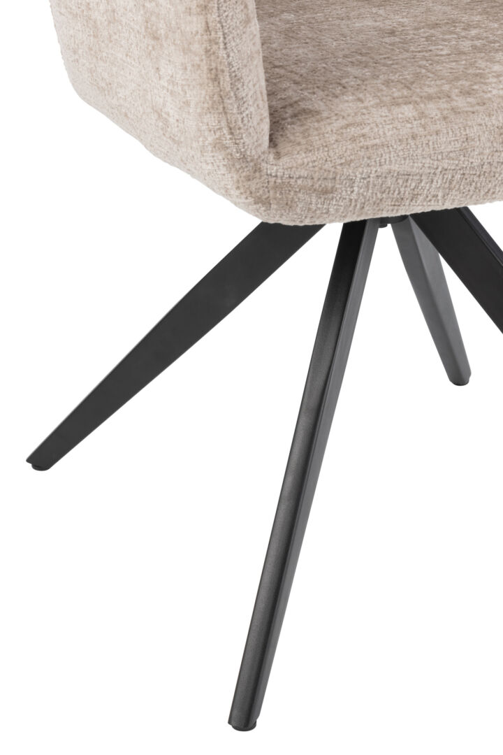 Stoel Louna Metaal Acryl Donkergrijs: Beige stoffen zitting met donkergrijze metalen poten.