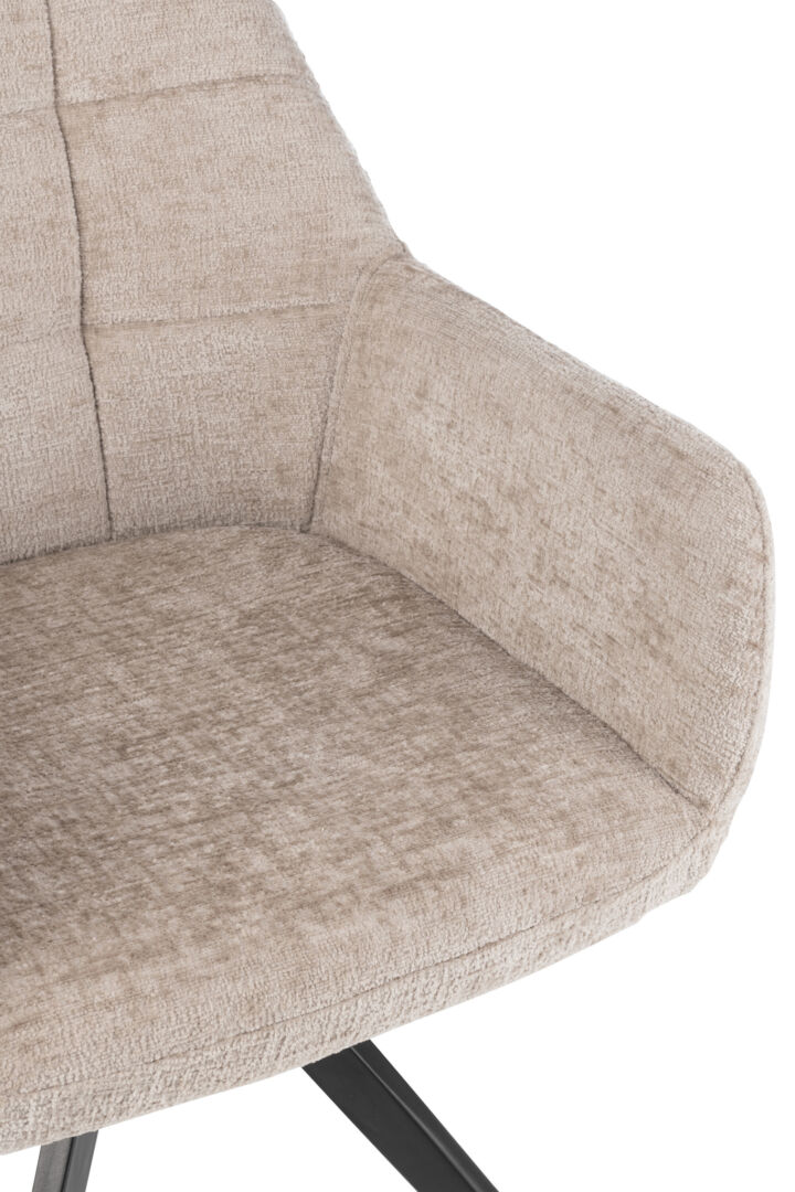 Stoel Louna Metaal Acryl Donkergrijs: Beige stoffen stoel met armleuningen | Nieuwe Sfeer