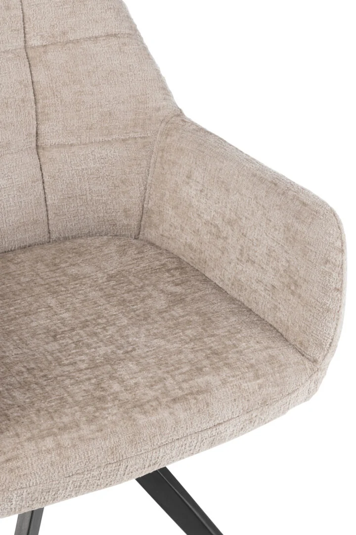 Stoel Louna Metaal Acryl Donkergrijs: Beige stoffen stoel met armleuningen | Nieuwe Sfeer