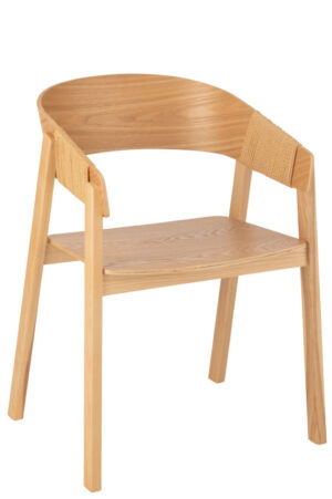 Stoel Naga Essenhout Touw Naturel | Nieuwe Sfeer: Houten stoel met touwdetail.