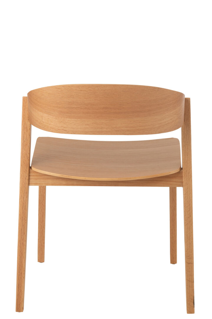 Stoel Laga Eikenhout Metaal Zwart: houten stoel met gebogen rugleuning en zitting.