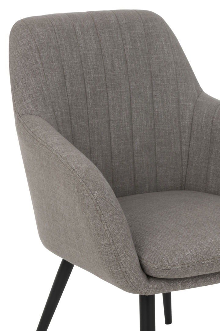 Stoel Miles Staal Stof Grijs: grijze stoffen stoel met stalen poten.