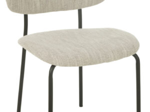 Eetkamerstoel Metaal Stof Beige van Nieuwe Sfeer: beige stoffen stoel met metalen frame.