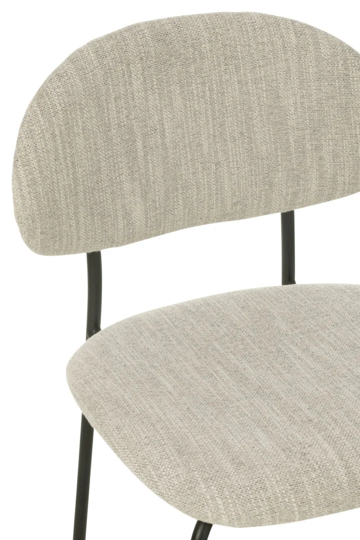 Eetkamerstoel Metaal Stof Beige | Nieuwe Sfeer: beige stoffen eetkamerstoel met metalen frame.