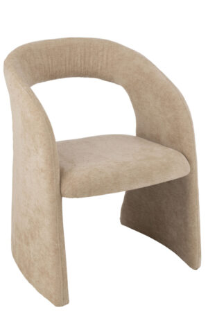 Stoel Anise Stof Beige | Nieuwe Sfeer: Beige stoffen stoel met afgeronde rugleuning en zitting.