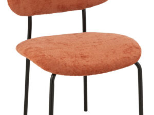Eetkamerstoel Metaal Stof Roestoranje | Nieuwe Sfeer: roestoranje stoffen stoel met zwart metalen frame.