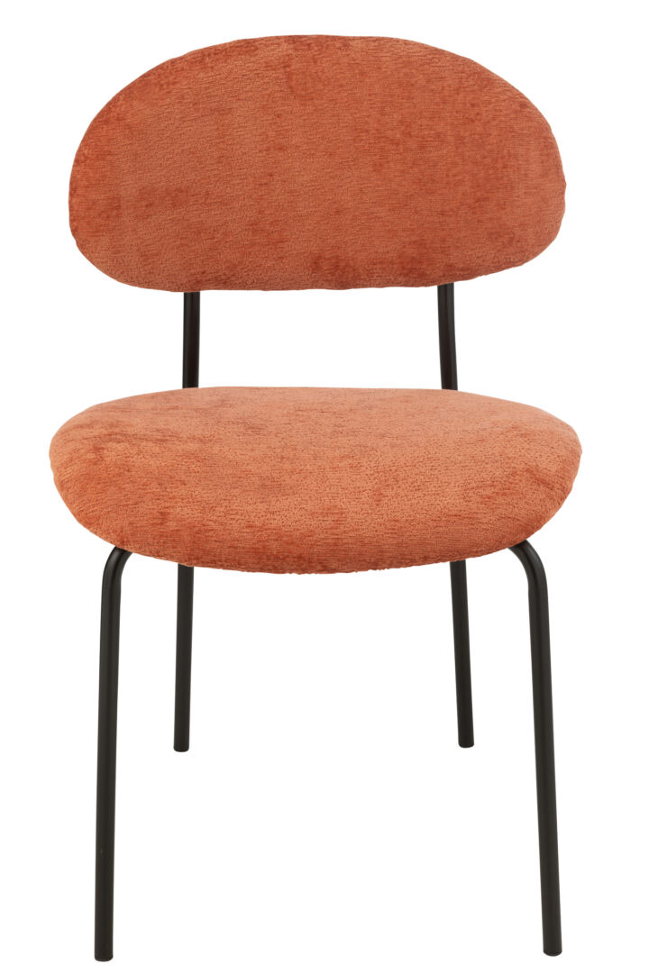 Eetkamerstoel Metaal Stof Roestoranje van Nieuwe Sfeer: stoel met oranje stoffen zitting en rugleuning.