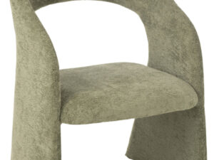 Stoel Anise Stof Beige: Groene gestoffeerde stoel met gebogen rugleuning en armleuningen | Nieuwe Sfeer