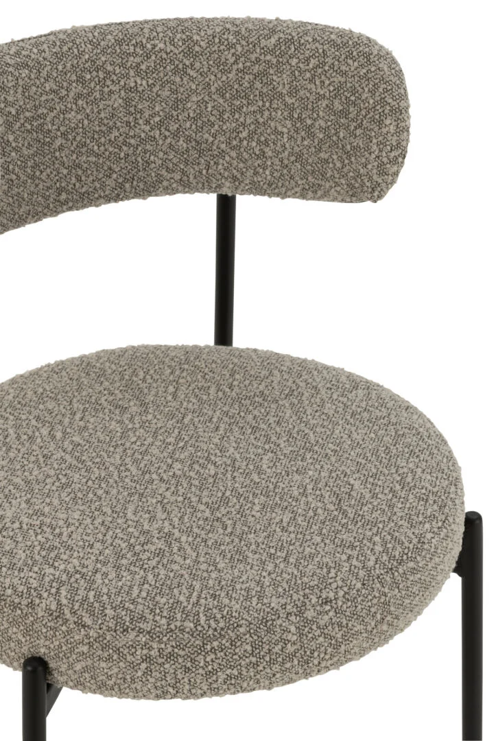 Stoel Bouclé Grijs Zwart Multiplex: grijze bouclé stoel met zwart frame.
