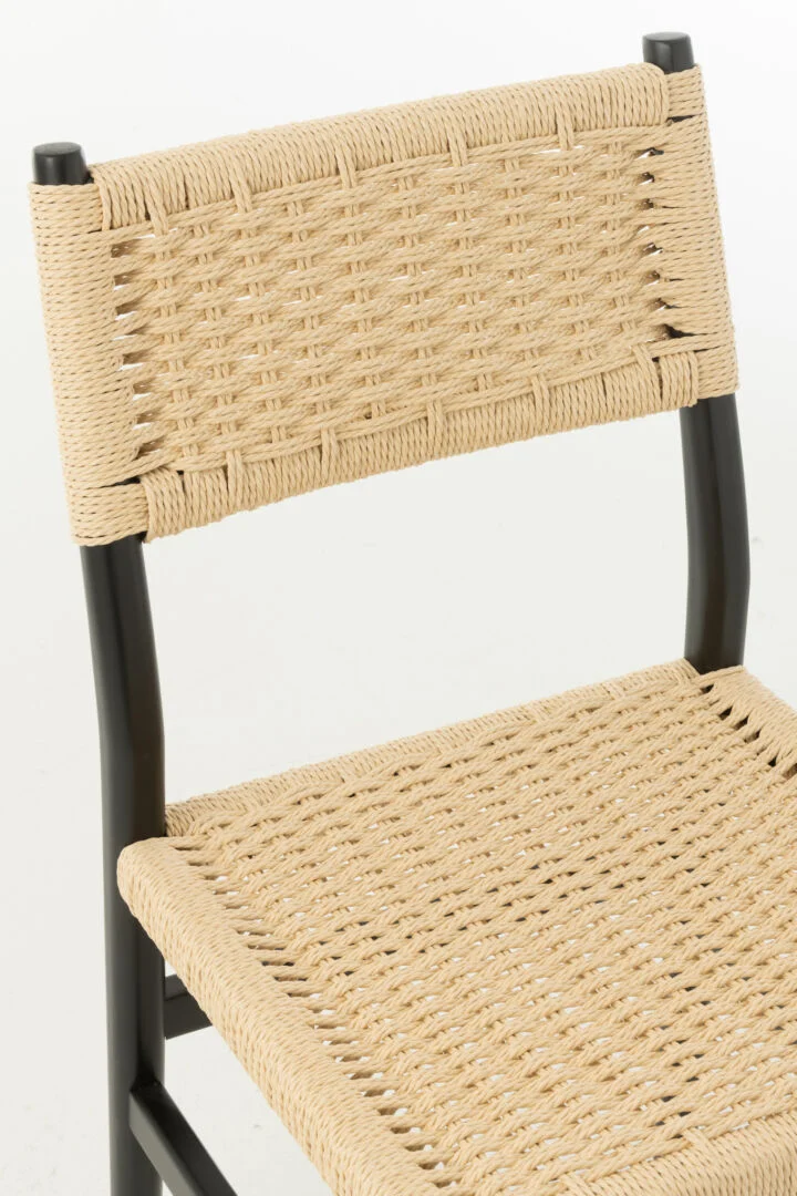 Stoel Lap Beukenhout Zwart Touw: Stoel met geweven zitting en rugleuning van Nieuwe Sfeer.