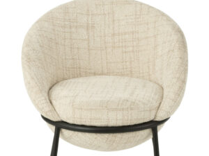 Eetkamerstoel Ijzeren Poten Beige Zwart | Nieuwe Sfeer: Beige stoel met zwarte ijzeren poten.