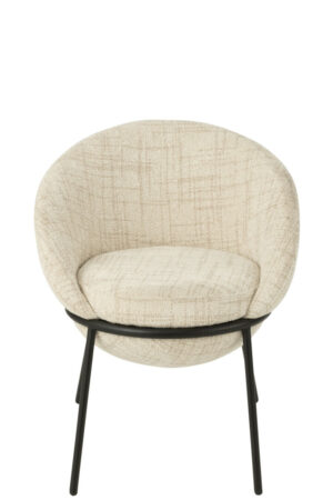 Eetkamerstoel Ijzeren Poten Beige Zwart | Nieuwe Sfeer: Beige stoel met zwarte ijzeren poten.