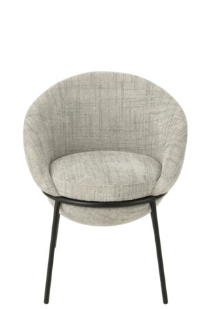 Eetkamerstoel Ijzeren Poten Grijs Zwart: Grijze stoffen stoel met zwarte metalen poten | Nieuwe Sfeer